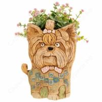 Кашпо Йоркширский терьер для цветов 14*12*h22см/Зол.