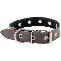 Ошейник кожа 35мм ЧИП натурал кожа простроч.до 60см черный/51035черн/Дарэлл