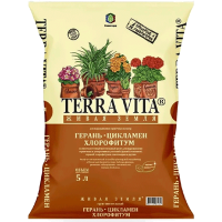 Грунт TERRA VITA Живая Земля Герань-цикламен-хлорофитум 5л 5шт