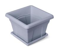 Кашпо Квадро 2,9л серый с под. 20см C162СЕР /24шт/Мартика