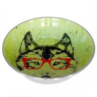 Миска метал 0,7л с не скольз. мордочка волка УЮТ/6шт/АМц251/Евро