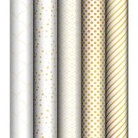 Упаковочная бумага 70*100см "Pattern on white" 80г/м2 глянц. ассорти 5 дизайновMESHU/MS_53492/Рельеф