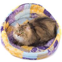 Лежанка круглая стеганая с подушкой хлопок разноцветная 70*70*22см/9134