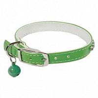 Ошейник синтетик 10мм двойной прошитый со стразами и бубенчиком зеленый 30см/00210106-05 Ошейник синтетик 10мм двойной прошитый со стразами и бубенчиком зеленый 30см/00210106-05