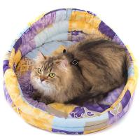 Лежанка круглая стеганая с подушкой хлопок разноцветная 50*50*18/9132