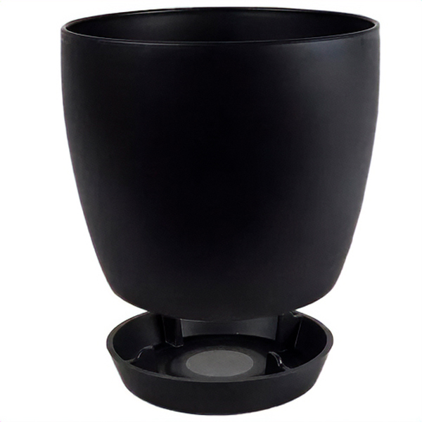 Кашпо 0,47л черный с под. (пласт+слюда) 101/10-4 /48шт/Mehrni