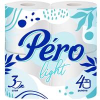Туалетная бумага 3 слоя PERO Liqht 4 рулона белый 