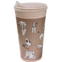 Стакан 0,5л Котики с крышкой пудровый СТК-4177 /160шт/ПП