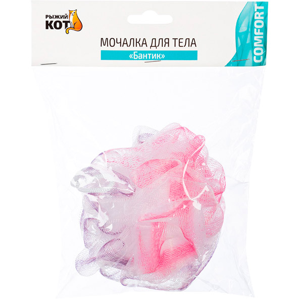 Мочалка д/тела BW "Бантик" 310520 /50/300шт/ Рыжий кот