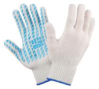 62538 Перчатки хб плотные с ПВХ 10 класс 6 нитей белые М-L /10шт/250шт/Ф
