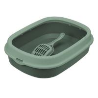 Туалет д/кошек ЛЯ-МУРР с низким бортом+совок 48*35,5см нефрит /М1832/М-пластика