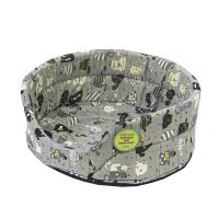 Лежанка овальная стеганая поролоновая хлопок Коты МИКС 52*46*20см/DONBARON Лежанка овальная стеганая поролоновая хлопок Коты МИКС 52*46*20см/DONBARON