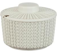 Сахарница ВЯЗАНИЕ 0,45л белый ротанг М1197  Сахарница ВЯЗАНИЕ 0,45л белый ротанг М1197