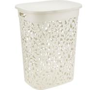 Корзина д/белья 55л ФЛОРА белый ротанг М2621 /5шт/М-пласт