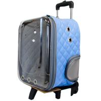 Рюкзак-переноска д/животн.панор.вид на колесах телеск.ручка 20x34x50см иск.кожа голубой/Рск15г/Евро