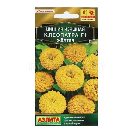 Аэлита Цинния Клеопатра F1 желтая 12шт 