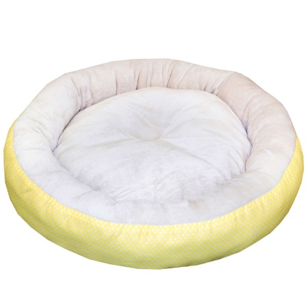 Лежанка ватрушка плюш желтый горох 70*17см/DONBARON