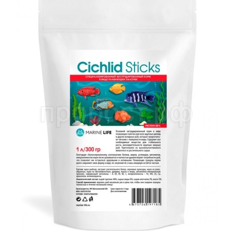 Корм для рыб Marine Life Cichlid Sticks 1л/300г/