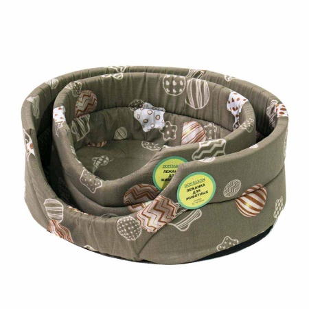 Лежанка овальная стеганая поролоновая хлопок Рождество 52*46*20см/DONBARON