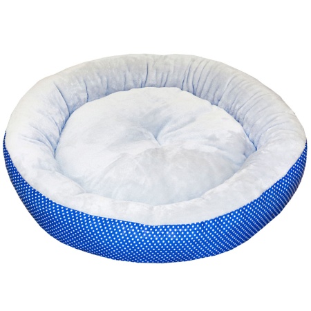 Лежанка ватрушка плюш синий горох 56*17см/DONBARON