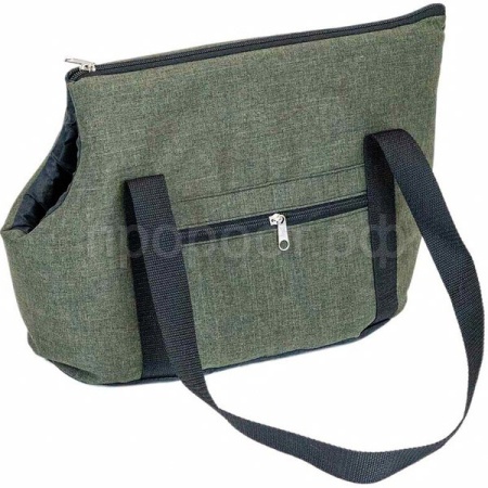 Сумка переноска Zoo-M JAZZ Жакард 2 кармана поролоновая Йоркшир,Чихуахуа 39*19*26см/9097хаки/Дарэлл