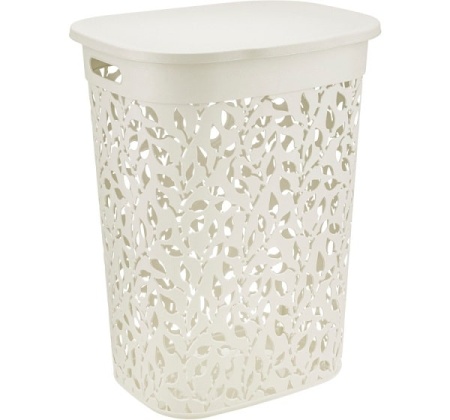 Корзина д/белья 55л ФЛОРА белый ротанг М2621 /5шт/М-пласт