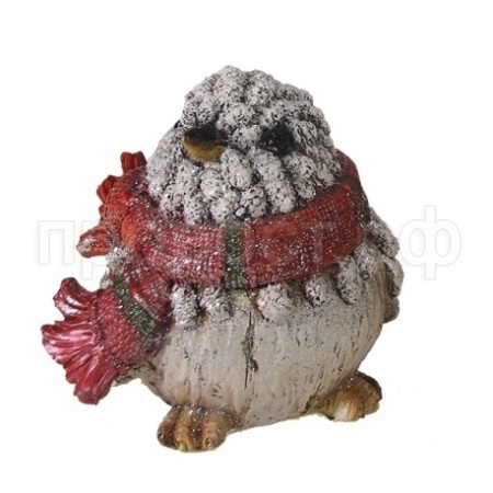 Воробей в шарфике (белый) L12W9H9см 626774/W066 Воробей в шарфике (белый) L12W9H9см 626774/W066