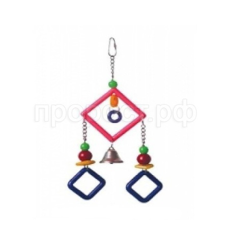 Жердочка для птиц с зеркалом и бусинами 