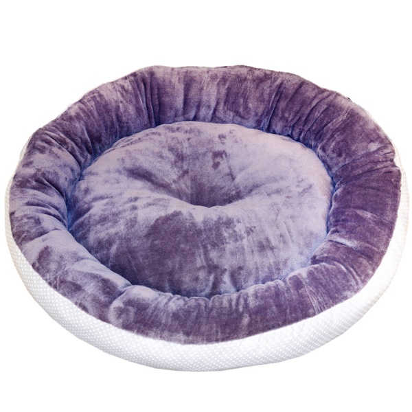 Лежанка ватрушка плюш бежевый горох 56*17см/DONBARON