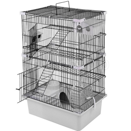 Клетка д/грыз ЭКО 4-х эт РИККИ 42*30*67см разборная светло-серая/43112/Дарэлл